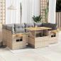 Preview: ARDEBO.de - 7-tlg. Garten-Sofagarnitur mit Kissen Beige Poly Rattan Akazie
