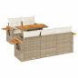 Preview: 6-tlg. Garten-Sofagarnitur mit Kissen Beige Poly Rattan Akazie