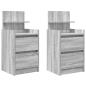 Preview: Nachttische mit 2 Schubladen 2 Stk. Grau Sonoma 38x34x80 cm