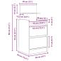 Preview: Nachttisch mit 2 Schubladen Grau Sonoma 38x34x80 cm