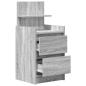 Preview: Nachttisch mit 2 Schubladen Grau Sonoma 38x34x80 cm