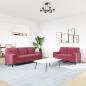 Preview: 2-tlg. Sofagarnitur mit Kissen und Nackenrollen Weinrot Samt