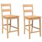 Preview: Barhocker 2 Stk. Natur Massivholz Gummibaum
