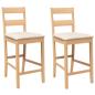 Preview: Barhocker mit Kissen 2 Stk. Natur Massivholz Gummibaum