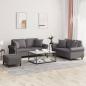 Preview: ARDEBO.de - 3-tlg. Sofagarnitur mit Kissen Grau Kunstleder