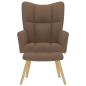 Preview: Relaxsessel mit Hocker Braun Stoff