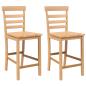 Preview: Barhocker 2 Stk. Natur Massivholz Gummibaum