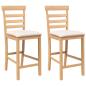 Preview: Barhocker mit Kissen 2 Stk. Natur Massivholz Gummibaum