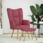 Preview: Relaxsessel mit Hocker Weinrot Stoff