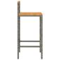 Preview: Barhocker 2 Stk. Grau Poly Rattan und Massivholz Akazie