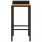 Preview: Barhocker 2 Stk. Schwarz Poly Rattan und Massivholz Akazie