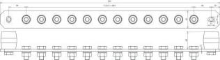 Preview: Dehn PAS I 12AP M10 Potentialausgleichsschiene, mit Federring, 12polig, 505 x 40 x 6 mm, V2A (472239)