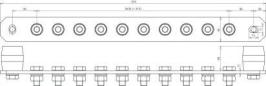 Preview: Dehn PAS I 10AP M10 Potentialausgleichsschiene, mit Federring, 10polig, 435 x 40 x 6 mm, V2A (472219)