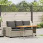 Preview: Gartensofa 3-Sitzer mit Kissen & Tisch Hellgrau Poly Rattan