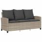 Preview: Gartensofa 3-Sitzer mit Kissen & Tisch Hellgrau Poly Rattan