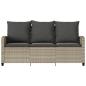 Preview: Gartensofa 3-Sitzer mit Kissen & Tisch Hellgrau Poly Rattan