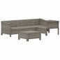 Preview: 5-tlg. Garten-Lounge-Set mit Kissen Grau Poly Rattan