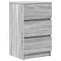 Preview: Nachttisch mit 3 Schubladen Grau Sonoma 39x35x65 cm