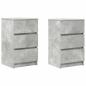 Preview: Nachttische mit 3 Schubladen 2 Stk. Betongrau 39x35x65 cm