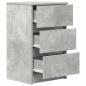 Preview: Nachttische mit 3 Schubladen 2 Stk. Betongrau 39x35x65 cm