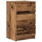 Preview: Nachttische mit 3 Schubladen 2 Stk. Altholz-Optik 39x35x65 cm