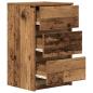 Preview: Nachttische mit 3 Schubladen 2 Stk. Altholz-Optik 39x35x65 cm