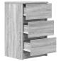 Preview: Nachttische mit 3 Schubladen 2 Stk. Grau Sonoma 39x35x65 cm
