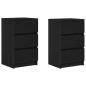 Preview: Nachttische mit 3 Schubladen 2 Stk. Schwarz 39x35x65 cm
