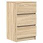 Preview: Nachttische mit 3 Schubladen 2 Stk. Sonoma-Eiche 39x35x65 cm
