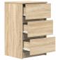 Preview: Nachttische mit 3 Schubladen 2 Stk. Sonoma-Eiche 39x35x65 cm