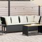 Preview: ARDEBO.de - Gartensofa mit Kissen Schwarz Poly Rattan