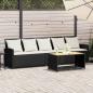 Preview: ARDEBO.de - Gartensofa 5-Sitzer mit Kissen Schwarz Poly Rattan