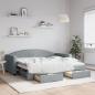 Preview: ARDEBO.de - Tagesbett Ausziehbar mit Schubladen Hellgrau 90x190 cm Stoff