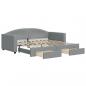 Preview: Tagesbett Ausziehbar mit Schubladen Hellgrau 90x190 cm Stoff
