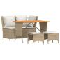 Preview: ARDEBO.de - 4-tlg. Garten-Essgruppe mit Kissen Beige Poly Rattan