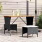 Preview: ARDEBO.de - 3-tlg. Garten-Essgruppe mit Kissen Schwarz Poly Rattan