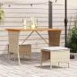 Preview: ARDEBO.de - Gartentisch mit Akazienholzplatte Beige 105x75x72cm Poly Rattan