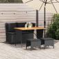 Preview: ARDEBO.de - 4-tlg. Garten-Essgruppe mit Kissen Schwarz Poly Rattan