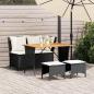 Preview: ARDEBO.de - 4-tlg. Garten-Essgruppe mit Kissen Schwarz Poly Rattan