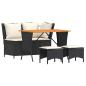 Preview: 4-tlg. Garten-Essgruppe mit Kissen Schwarz Poly Rattan