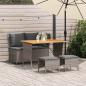 Preview: ARDEBO.de - 4-tlg. Garten-Essgruppe mit Kissen Grau Poly Rattan