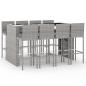 Preview: 9-tlg. Gartenbar-Set mit Kissen Grau Poly Rattan