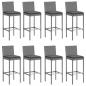 Preview: 9-tlg. Gartenbar-Set mit Kissen Grau Poly Rattan