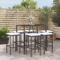 Preview: ARDEBO.de - 7-tlg. Gartenbar-Set mit Kissen Schwarz Poly Rattan
