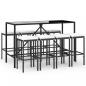 Preview: 9-tlg. Gartenbar-Set mit Kissen Schwarz Poly Rattan