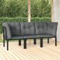 Preview: ARDEBO.de - 3-tlg. Garten-Lounge-Set Schwarz und Grau Poly Rattan