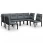 Preview: 6-tlg. Garten-Lounge-Set Schwarz und Grau Poly Rattan