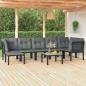Preview: ARDEBO.de - 8-tlg. Garten-Lounge-Set Schwarz und Grau Poly Rattan