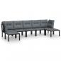 Preview: 7-tlg. Garten-Lounge-Set Schwarz und Grau Poly Rattan