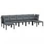 Preview: 7-tlg. Garten-Lounge-Set Schwarz und Grau Poly Rattan